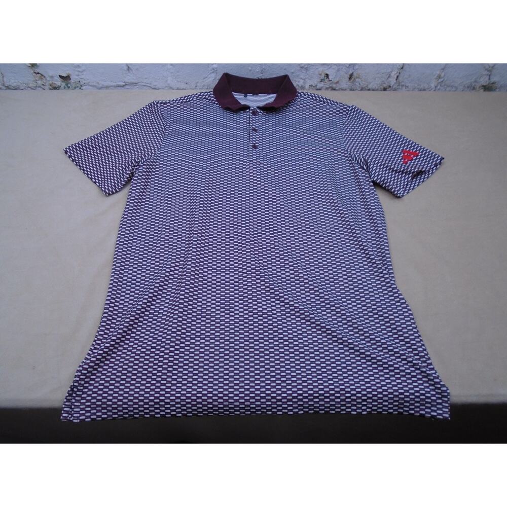 Adidas Beyond Textured Golf Polo Shirt Red Mens Performance Golfer Large